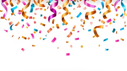 Obraz premium Colorful Confetti and Ribbons Celebration Background