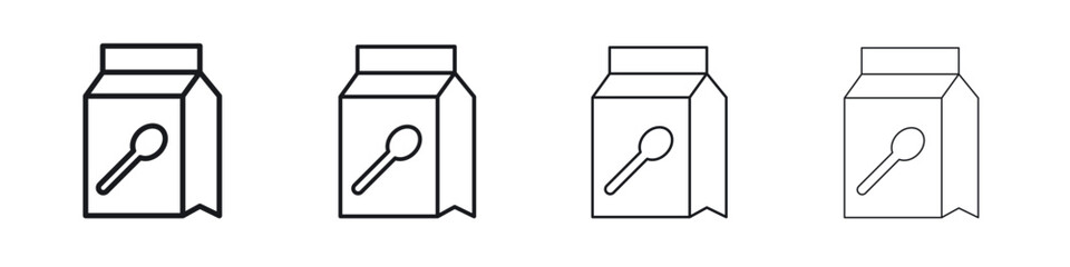 Paper bag icons big set. Simple black stroke line versions collection