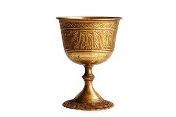 Ornate golden goblet, featuring intricate, repeating decorative patterns