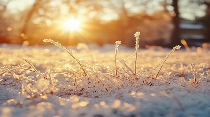 Frozen Grass at Sunrise
