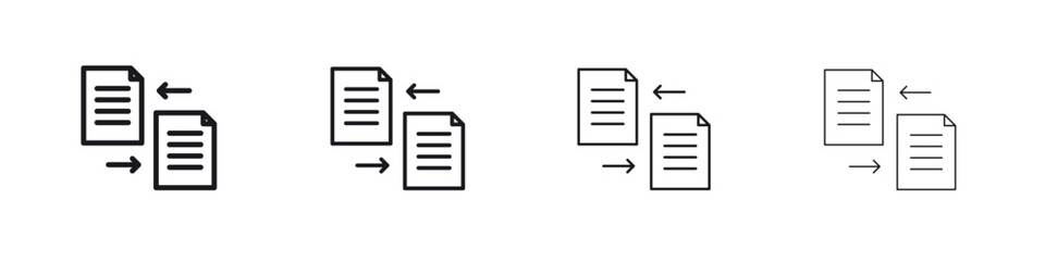 File transfer icons big set. Simple black stroke line versions collection