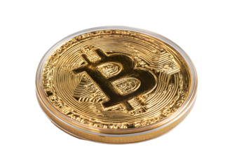 Isolated golden bitcoin coin cryptocurrency investment isolated on white background