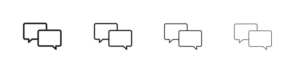 Naklejka premium Discussion icons big set. Simple black stroke line versions collection