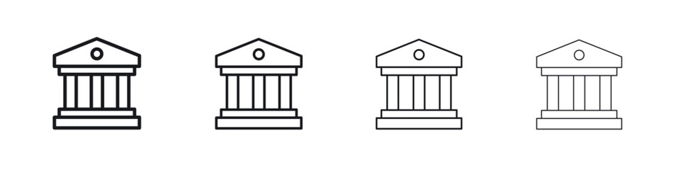 Court icons big set. Simple black stroke line versions collection