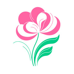 Stylized peony flower with pink petals