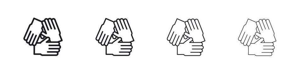 Collaboration icons big set. Simple black stroke line versions collection