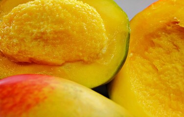 fresh mango fruit in a plate cut it slide
