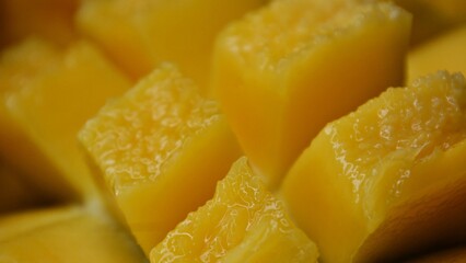 fresh mango fruit in a plate cut it slide