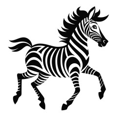 vector illustration of zebra, running, abstract