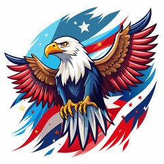 vector illustration of eagle, perched, watercolor