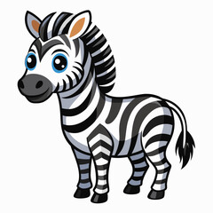 vector illustration of zebra, looking back, cartoon