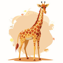 Obraz premium vector illustration of giraffe, standing tall, watercolor
