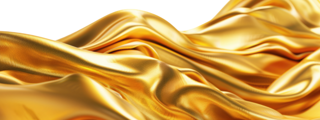 Luxurious golden silk fabric drapes elegantly