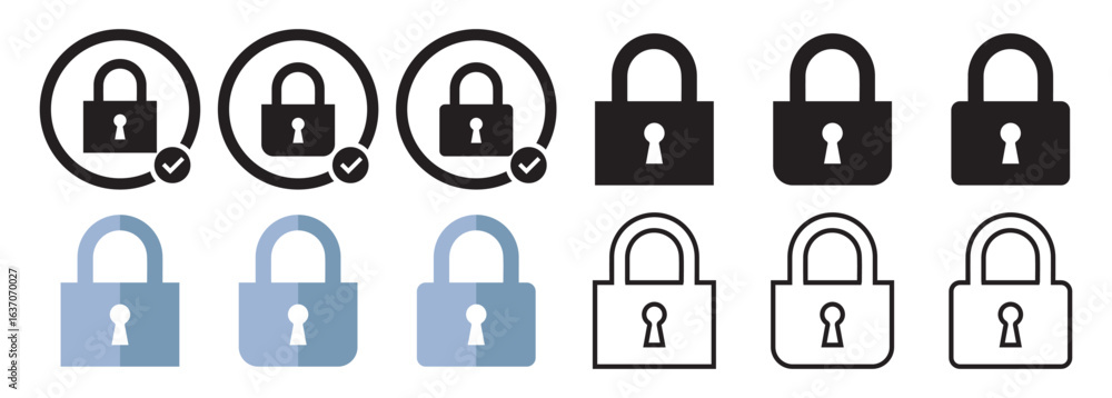 Poster locks icons set. locked and unlocked vector icon set. lock symbol. padlock symbol. privacy symbol ve