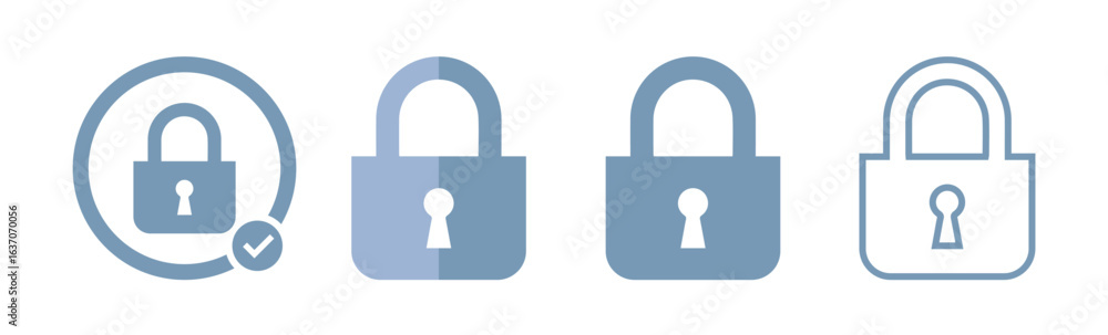 Poster set of padlocks and security lock icon privacy symbol vector stock illustration. lock icons and symb