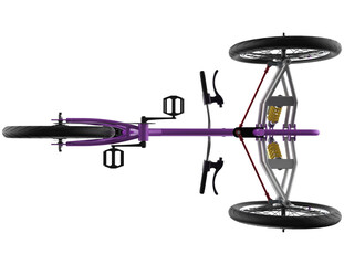 Purple Tilting Tricycle: Advanced Suspension 3D Render for Urban Transport and Future Mobility Solutions. Eco-Friendly Three-Wheel Bike for Personal Commuting and Dynamic City Cycling.