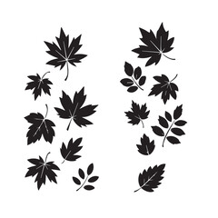 graphic design elements black leaf silhouettes in two distinct styles for environmental organic decoration layouts