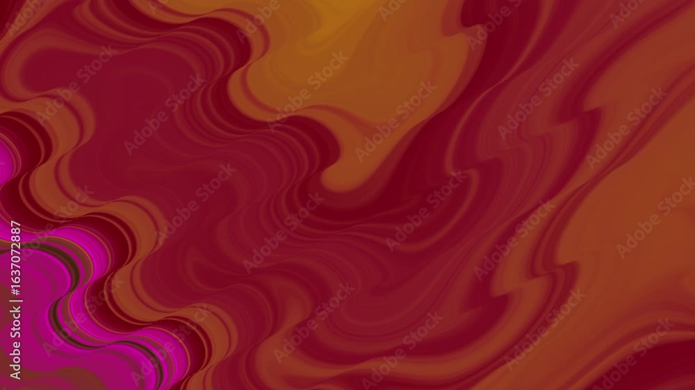 Aufkleber smooth red and orange abstract liquid waves background loop