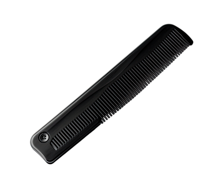 Black comb, simple and sleek.  A rectangular comb with closely spaced teeth