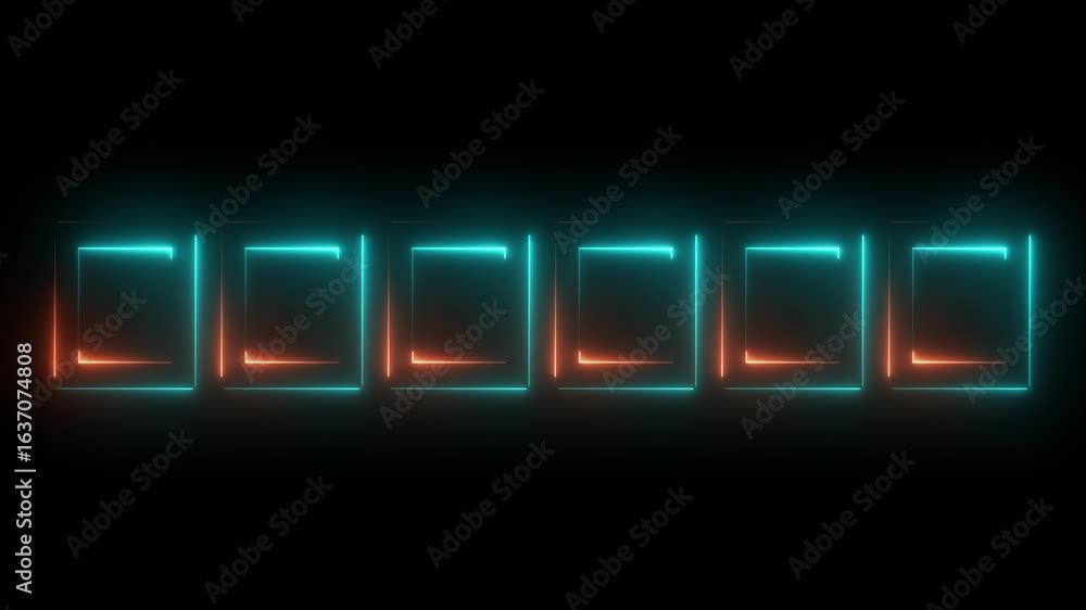 Poster abstract neon cyan and orange wiggling rectangular frames loop