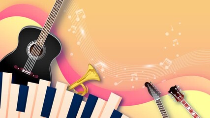 Vibrant Piano, Guitar, and Trumpet Music Theme – 4K Loop
