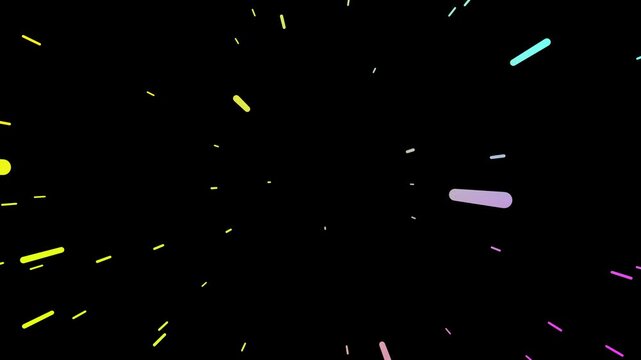 Multi Colorful Particle Lines Zoom Animation. Dynamic zoom animation of multi colorful glowing particle lines with vibrant motion and radiant light streaks, perfect for abstract backgrounds. 