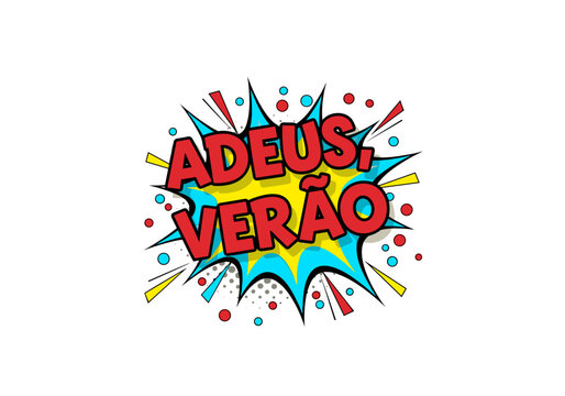 Adeus, Ver&atilde;o. Ilustra&ccedil;&atilde;o em estilo de quadrinhos pop art. Fim da esta&ccedil;&atilde;o de ver&atilde;o, conceito de outono.