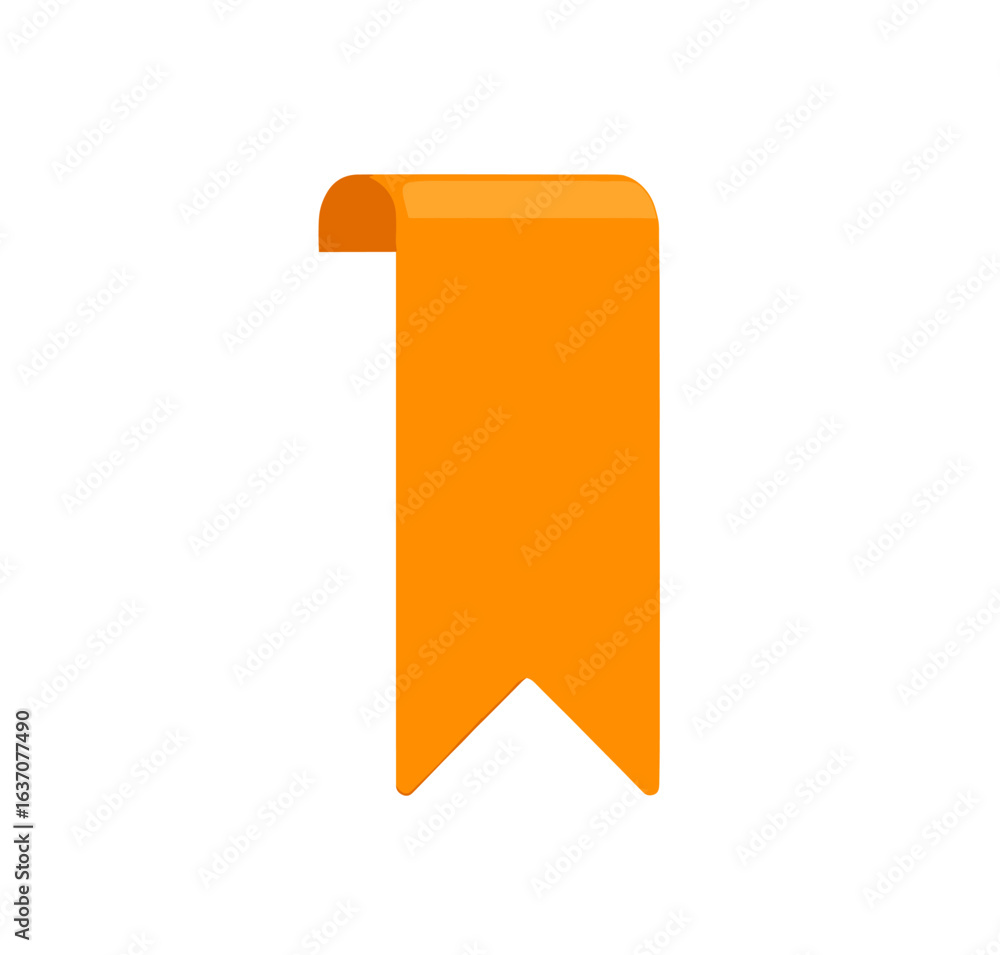 Poster Isolated view of an orange bookmark with a unique shape and folded corner design on a plain setting