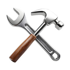 Wrench and hammer crossed set isolated on transparent background