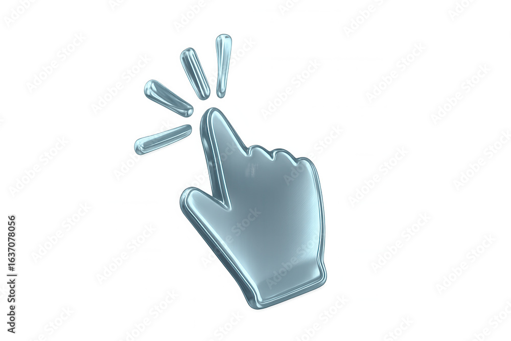 Aufkleber glossy glass hand cursor pointing and interacting with transparent digital interface