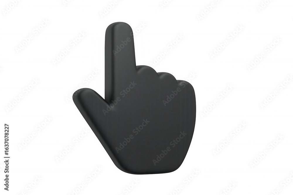 Poster black hand cursor pointing upward, 3d rendered on transparent background, optimized for digital inte