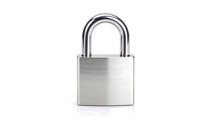 Naklejka premium Shiny metal padlock on white