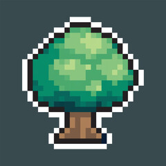 Fototapeta premium lush tree with outline in pixel art style