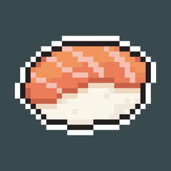 simple sushi food with outline in pixel art style