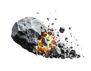 A large meteorite is exploding and breaking into pieces.