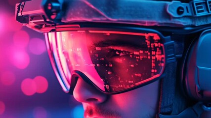 Innovative soldier gear showcased in futuristic light display during training exercise