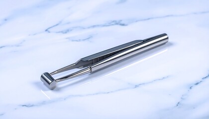 Surgical tweezers holding a small cylinder