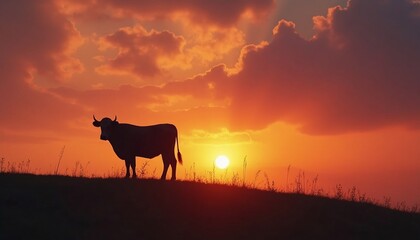 Cow Silhouette at Sunset