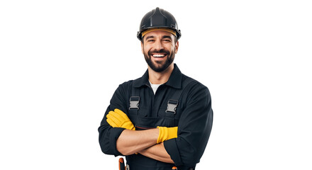 Happy Rooftop Carpenter: Confident Professional Portrait of a Skilled Tradesman