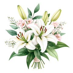 Fototapeta premium watercolor daisy wedding bouquet illustration isolated png