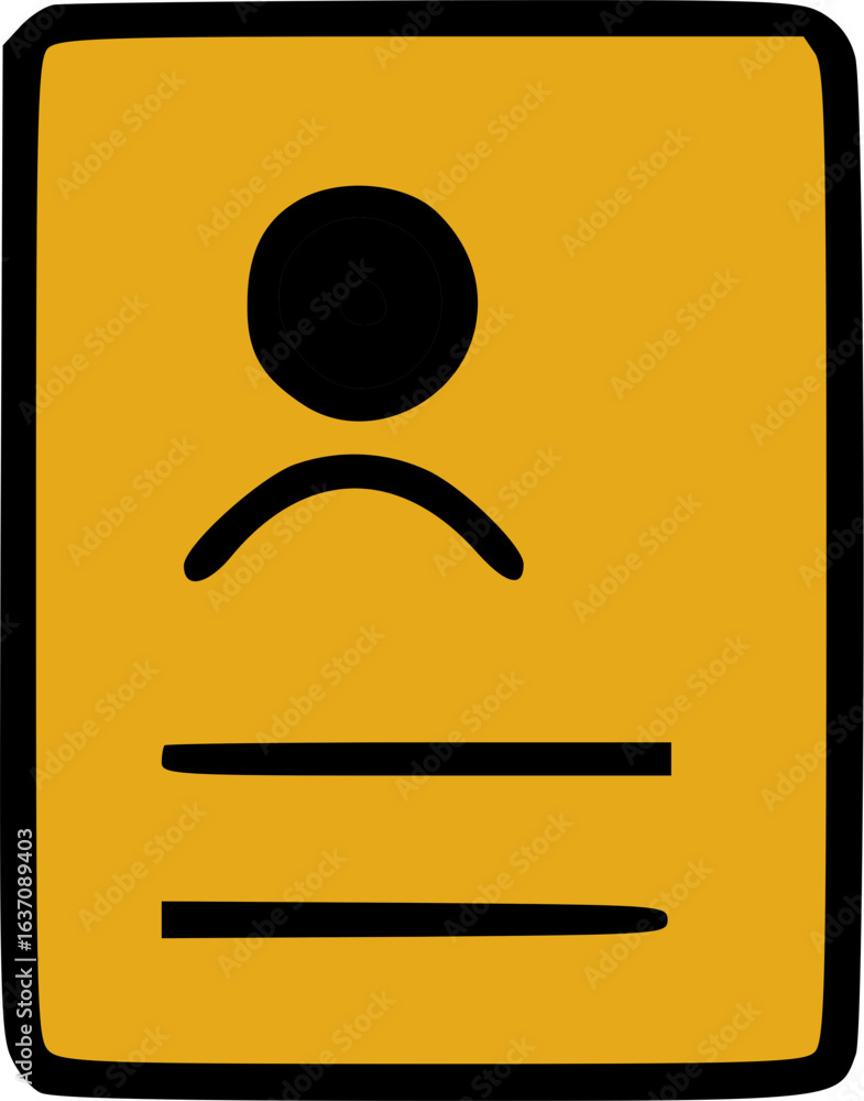 Poster a simple yellow identification card with a silhouette of a person and two lines for text.