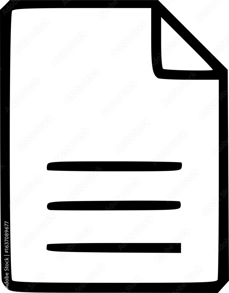Poster a simple hand-drawn icon of a document with a folded corner and lines representing text.