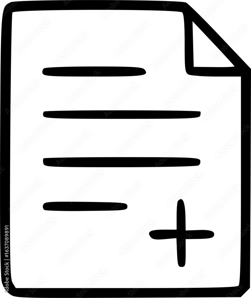 Poster an outline icon illustrating a pencil actively writing on a document or note paper with multiple lin