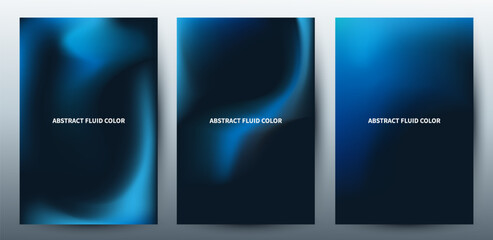 Fototapeta premium Abstract Blue Fluid Color Backgrounds Poster Set.