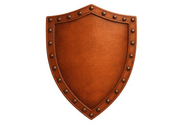 Medieval copper shield with rivets providing protection on a transparent background, perfect for history or security projects