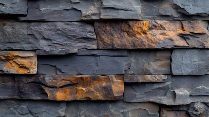 Rustic Stone Wall Background with Orange Details
