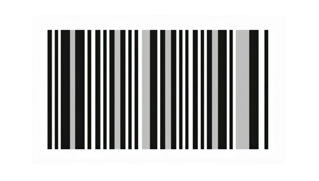 Rectangular barcode with black and gray stripes
