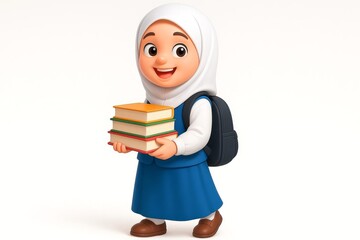 Cartoon Style Schoolboy with Backpack and Books &ndash; Isolated Education Illustration