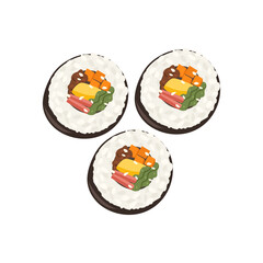 Korean kimbap slice isolated vector