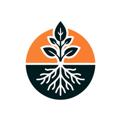 Line Art Illustration of Plant Roots